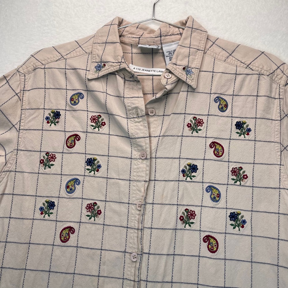 Bobbie Brooks Women L Flax Embroidered Grandma VTG Peasant Modest USA Boho Layer
